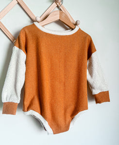 Orange Flannel Sweater Romper